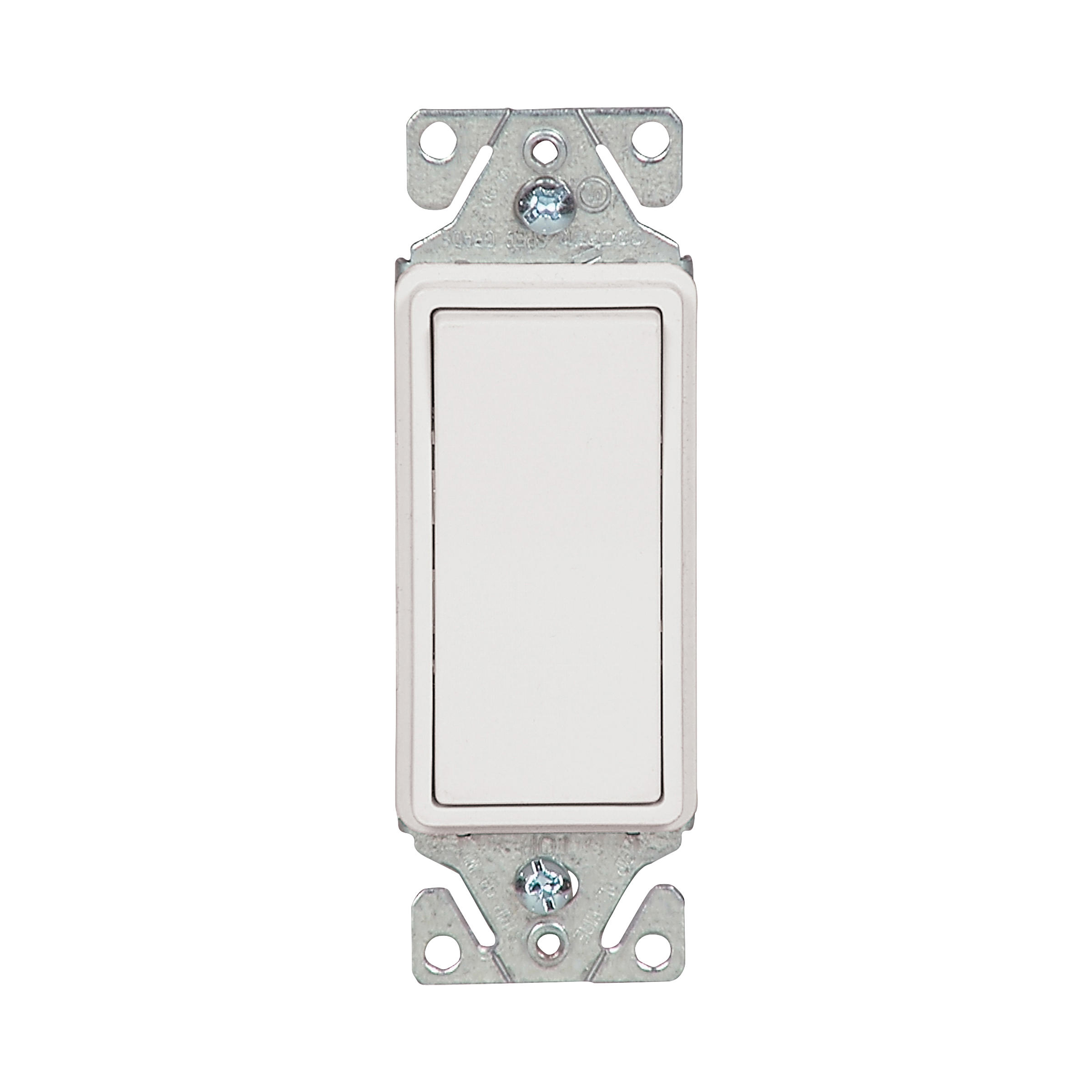 Eaton Standard Grade Decorator Switch, #14-12 Awg, 15A, Flush, 120/277V, Back/Push, Decorator, White, Motor Control, Fan, Led, Incand, Elv,Mlv,Cfl, Florscnt, Halogen, Three-Way, Thermoplastic