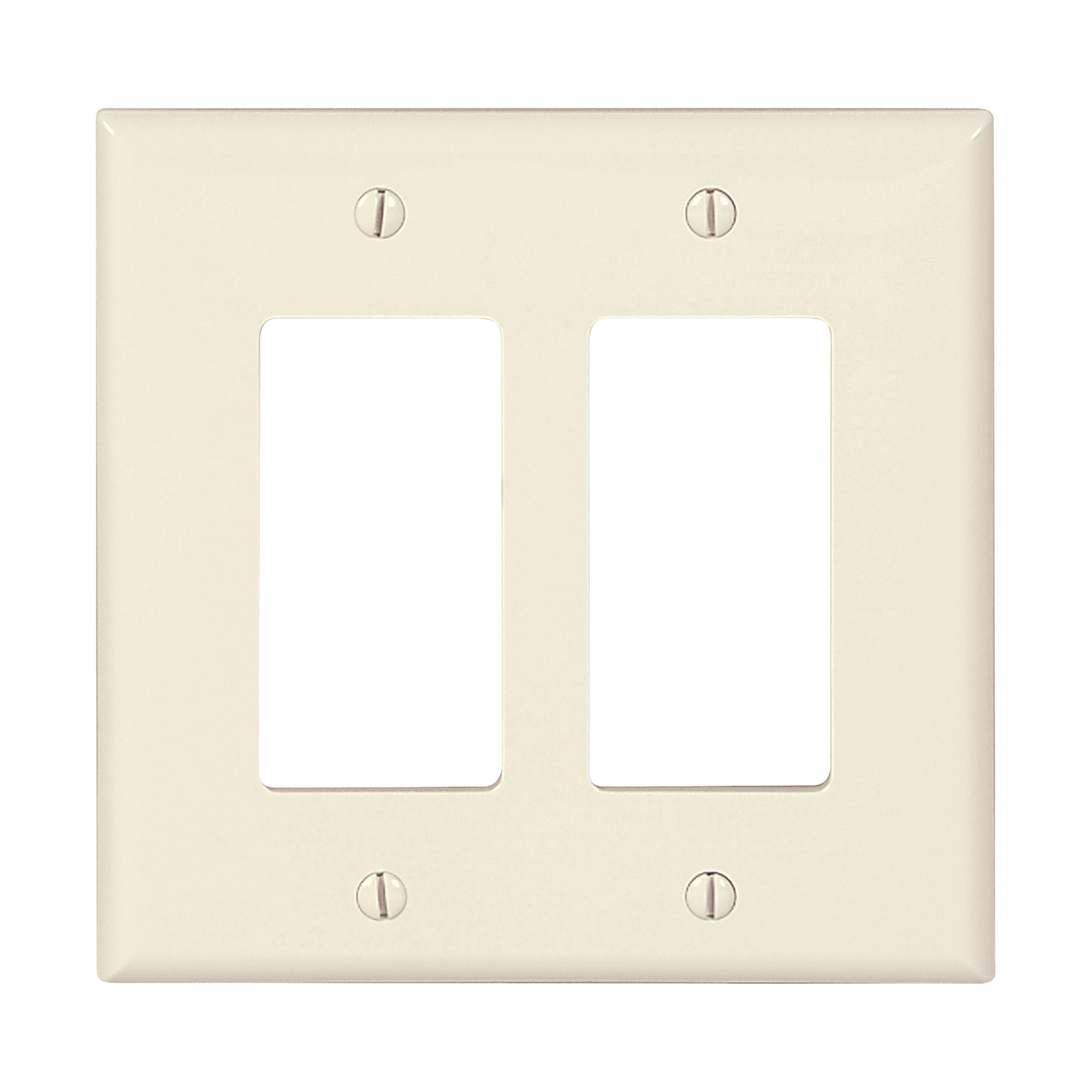 Eaton Decorator / Gfci Wallplate, Lt. Almond, Decorator Cutout, Polycarbonate, Two-Gang, Mid-Size