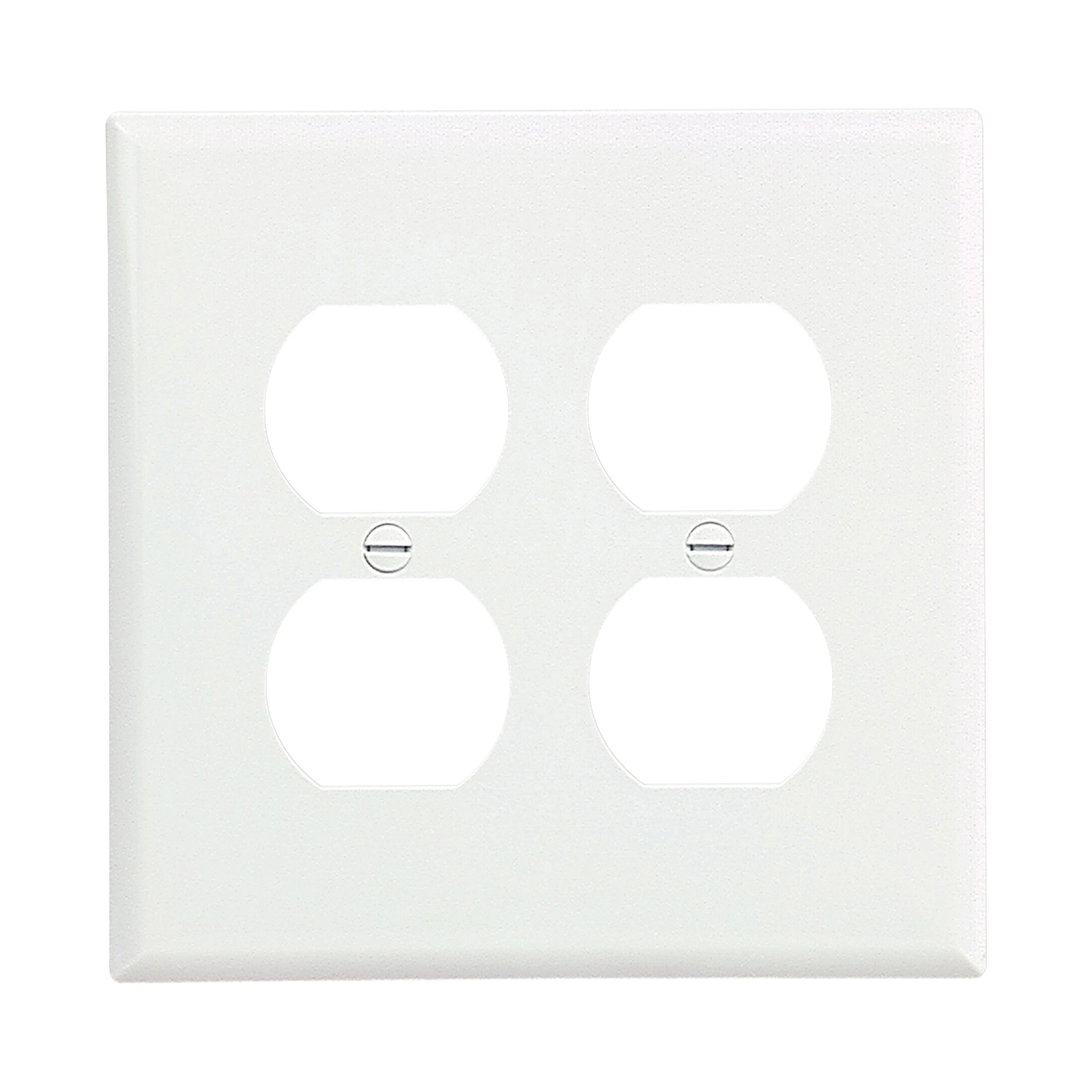 Eaton Duplex Receptacle Wallplate, White, Duplex Receptacle Cutout, Polycarbonate, Two-Gang, Mid-Size