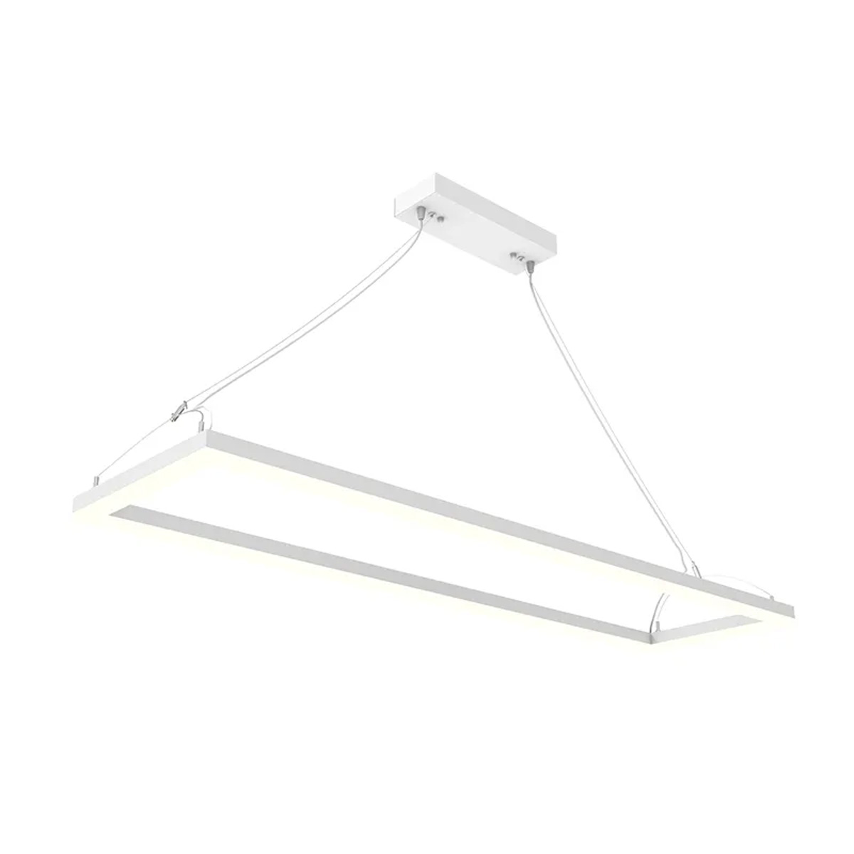 Suspended Frame LED Pendant - 4x1 Foot - Multi Watt Selectable 40/50/60 Watts - Color Temperature Selectable 30/35/40K - 120-277V - White Finish