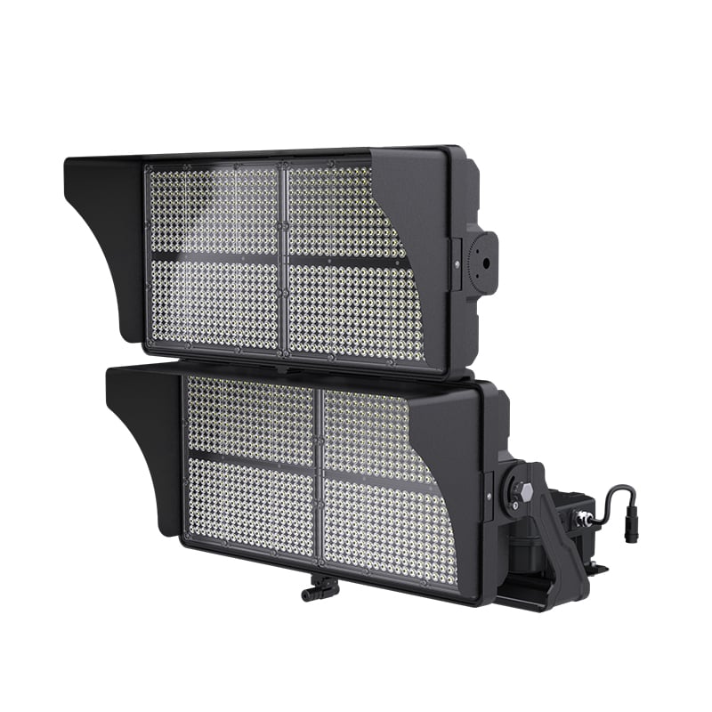 1200W LED stadium light, 200-480V, 180000 lumens, color selectable 4000K 5000K 5700K, yoke mount, black finish, studio image