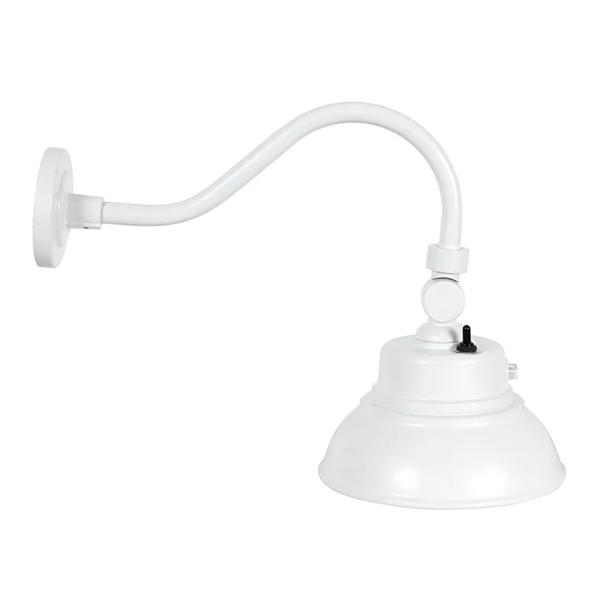 White gooseneck barn lighting, multiple CCT selectable color temperatures, studio image.