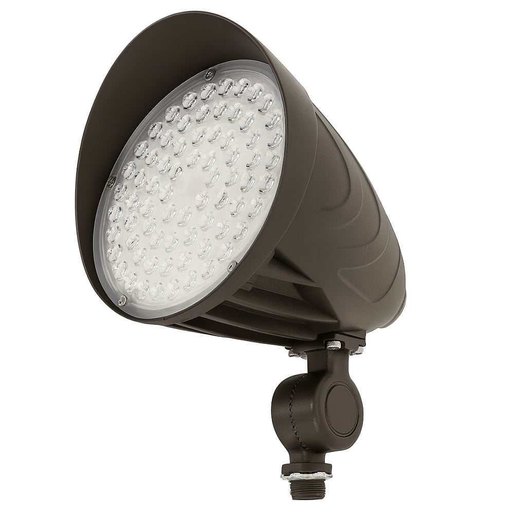 LED landscape flood light with knuckle mount, watt selectable 20W 26W 35W, 5000 lumens max, color selectable 3000K 4000K 5000K, 120-277V, studio image