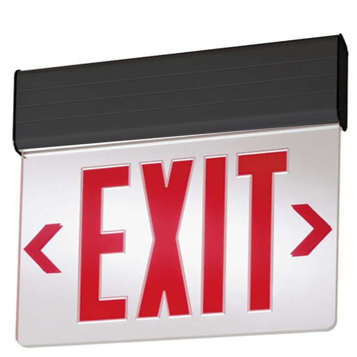 アルミニウム LED EXIT サイン Mirror Panel Edge-Lit Exit Sign – Black Canopy, Red