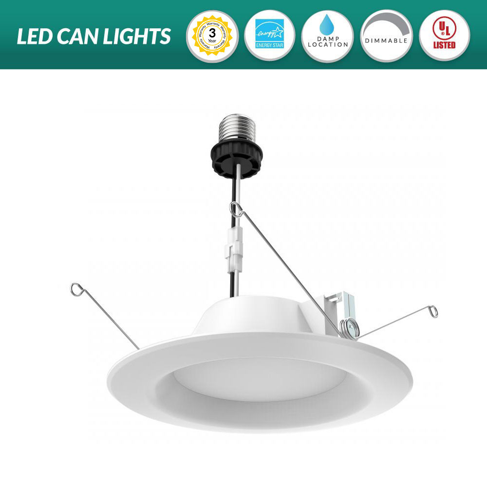 6 Inch Recessed Can Retrofit - 10 Watt - 650 Lumens - 2700K Warm White - 120V - Recessed Can Required - Dimmable