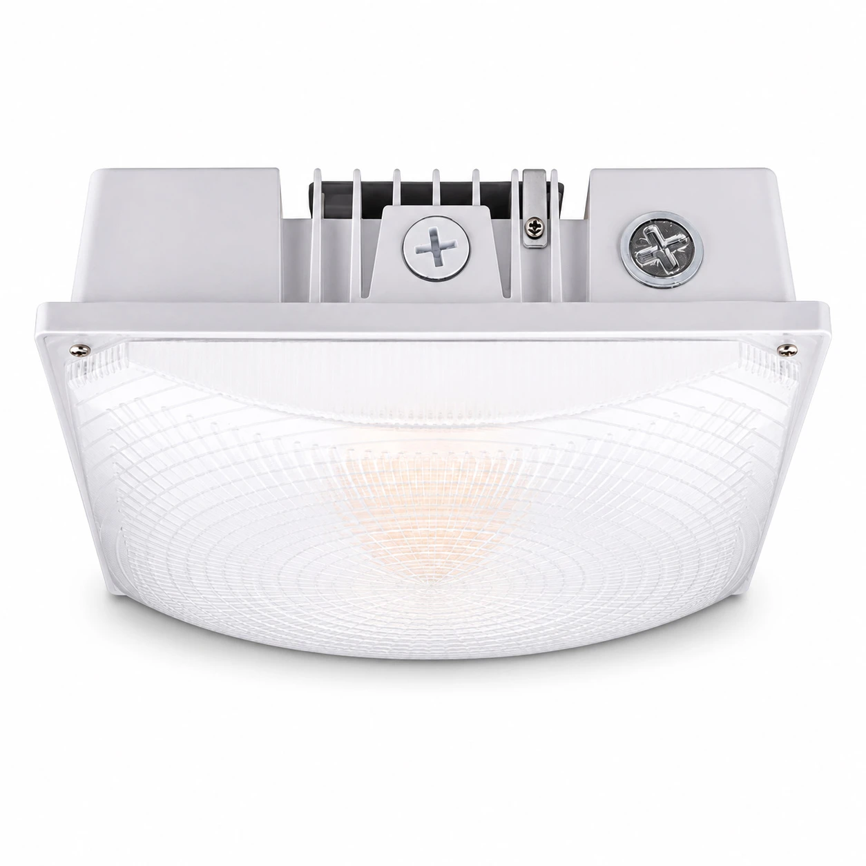 White square LED canopy light, 40W, 5,400 lumens, 5000K daylight, ceiling or conduit mount