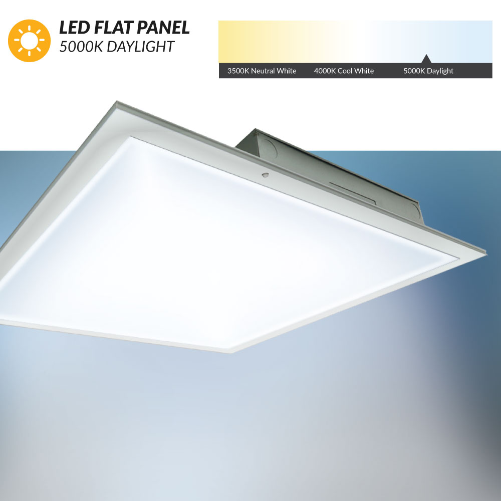 LED Flat Panel 2X2  - 5000K Daylight - Dimmable - For Standard Drop Ceilings