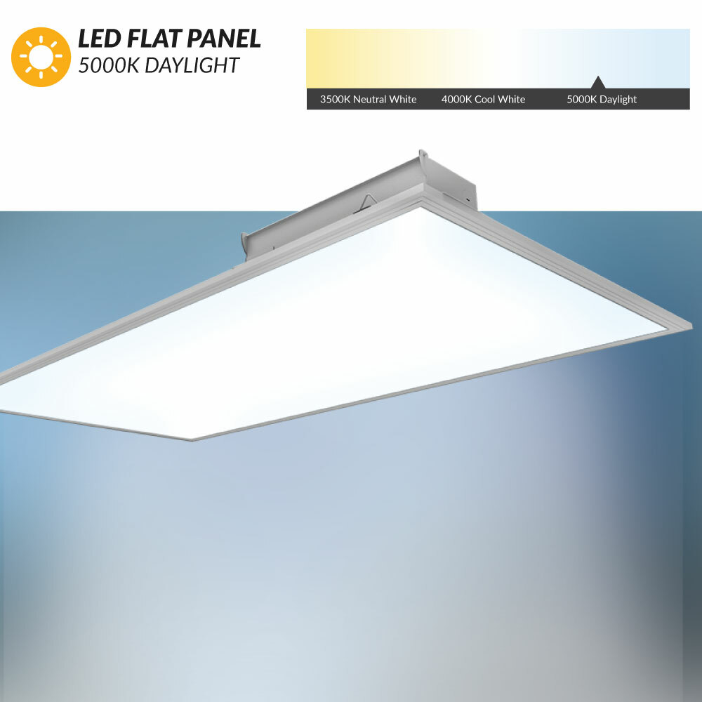 LED Flat Panel 2X4  -  5000K Daylight - Dimmable - For Standard Drop Ceiling