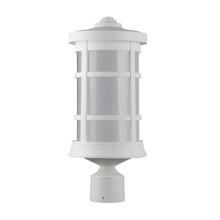 Milano Incandescent Polycarbonate Post Light - White Finish - UL Listed Wet