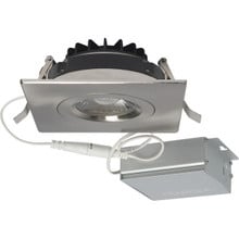 4 Inch LED Gimbal Square Downlight - Brushed Nickel - 12 Watt - 850 Lumens - Color Temerature Selectable 2700K/3000K/3500K/4000K/5000K - 120V - Dimmable - Recessed Can Not Required