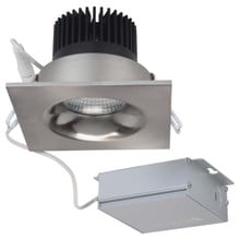 3.5 Inch LED Square Downlight - Brushed Nickel - 12 Watt - 850 Lumens - Color Temerature Selectable 2700K/3000K/3500K/4000K/5000K - 120V - Dimmable - Recessed Can Not Required