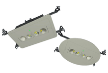 Recessed Emergency Downlight - White Finish With 90 Minute Battery Back-Up - Oval and rectangle trim plates included
