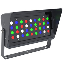 RGBW Color Changing LED Flood Light Black Square Fixture 96W App Controlled With Half Glare Shield