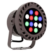 RGBW Color Changing LED Flood Light Bronze Round Fixture 36W App Controlled With Half Glare Shield