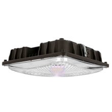 Square LED Canopy Light - Watt Selectable 60W/47W/36W/24W Ceiling or Conduit Mount - Up To 8000 Lumens - Color Selectable 30K/40K/50K - 120-277V - Bronze
