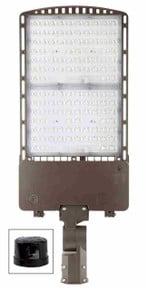 LED Parking Lot Area Light with Photocell - Watt Selectable - 300W/240W/180W/120W - Color Selectable 30K/40K/50K - 45000 Max Lumens - 480V - Slipfitter Mount - Bronze Finish