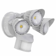 3-Head LED Security Motion Light with Photocell and PIR Sensor - 30 Watt - 2800 Max Lumens - 120V - Color Selectable 30K/40K/50K - White