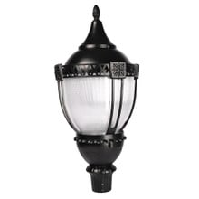 LED Designer Post Light - Large - Selectable 100/80/60 Watt - 13000 Max Lumens - Color Selectable 30K/40K/50K - 120-277V - Black - Fits Up to 3 Inch Pole Top
