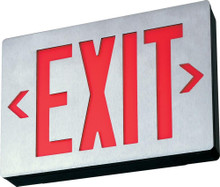 Signature die-Cast Aluminum Exits with LED Lamps, Stencil Face, Single Face, Red, Emergency, Sealed, Maintnenance Free Nickel-Cadmium Battery