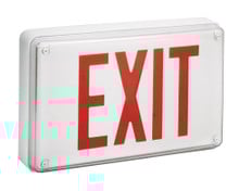Vandal resistant, all conditions exits with LED lamps, Stencil Face, White, Single face, Red, Dual voltage, Emergency, Maintenance free nickel-cadmium battery, UL Listed for NEMA 4X for wet location,  - LV S W 1 R 120/277 EL N 4X