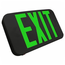 Black Plastic Led Exit Sign With Green Lettering With Battery Back Up