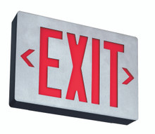 Signature die-cast aluminum exits with LED lamps and 8 IN letter height, Single with extra faceplate and color panel for field conversion to double face, Red, Emergency, SKU - 142APF - LENY 3 R EL M4