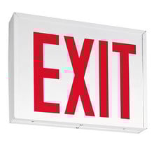 Die-formed Steel Exit with LED Lamps, New York City Approved, White, Single with Extra Face Plate & Color Panel for Field Conversion to Double Face, Red