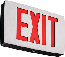 Signature die-cast aluminum exits with LED lamps, Stencil Face, White, Double face, Red, Emergency, Maintenance free nickel-cadmium battery, SKU - 219WJG - LE S W 2 R EL N