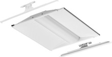 Nominal 3300 lumens high efficiency, Acrylic diffuser, linear prismatic lens, Generic dimming driver (0-10v), dims to 1pct, 80+ CRI, 5000K, SKU - 265E9H - 2BLT2R 33LHE ADP GZ1 LP850