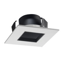 4IN Square Downlight/Adjustable Square Trim,Black, White Trim Ring