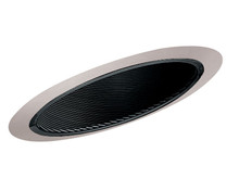 6IN Downlight Baffle Trim,Black, Satin Chrome Trim Ring