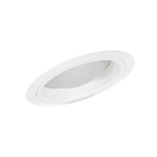 6IN Lensed Baffle Regressed Frosted Dome Lens Trim,White, White Trim Ring