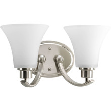 Joy Collection Two-Light Brushed Nickel Etched Glass Traditional Bath Vanity Light - Damp Location Listed