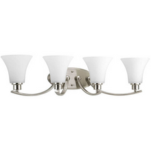 Joy Collection Four-Light Brushed Nickel Etched Glass Traditional Bath Vanity Light - Damp Location Listed