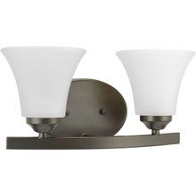 Adorn Collection Two-Light Antique Bronze Etched Glass Traditional Bath Vanity Light - Damp Location Listed
