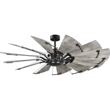 Springer Collection 60-Inch 12-Blade Matte Black DC Motor Farmhouse Windmill Ceiling Fan - Dry Location Listed