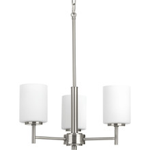 Replay Collection Three-Light Brushed Nickel Etched Glass Modern Chandelier Light - Dry Location Listed