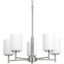 Replay Collection Five-Light Brushed Nickel Etched Glass Modern Chandelier Light - Dry Location Listed
