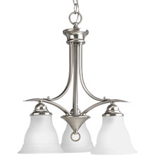 Trinity Collection Three-Light Brushed Nickel Etched Glass Traditional Chandelier Light - Dry Location Listed
