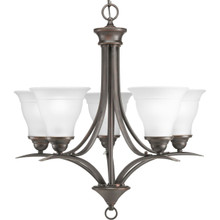 Trinity Collection Five-Light Antique Bronze Etched Glass Traditional Chandelier Light - Dry Location Listed