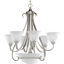 Torino Collection Six-Light Brushed Nickel Etched Glass Transitional Chandelier Light - Dry Location Listed