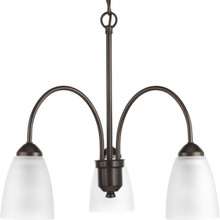 Gather Collection Three-Light Antique Bronze Etched Glass Traditional Chandelier Light - Dry Location Listed - Model P4734-20