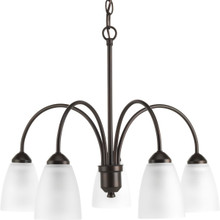 Gather Collection Five-Light Antique Bronze Etched Glass Traditional Chandelier Light - Dry Location Listed - Model P4735-20