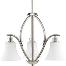 Joy Collection Three-Light Brushed Nickel Etched Glass Traditional Chandelier Light - Dry Location Listed