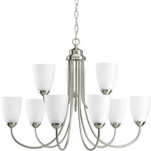 Gather Collection Nine-Light Brushed Nickel Etched Glass Traditional Chandelier Light - Dry Location Listed