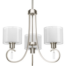 Invite Collection Three-Light Brushed Nickel White Silk Mylar Shade New Traditional Chandelier Light - Dry Location Listed