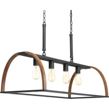 Trestle Collection Four-Light Gilded Iron Farmhouse Chandelier Light - Dry Location Listed