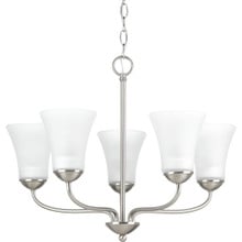 Classic Collection Five-Light Brushed Nickel Etched Glass Traditional Chandelier Light - Dry Location Listed - Model P4770-09