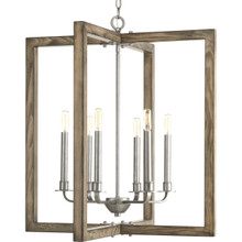 Turnbury Collection Six-Light Galvanized Finish Coastal Chandelier Light - Dry Location Listed