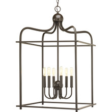 Assembly Hall Collection Six-Light Antique Bronze Coastal Pendant Light - Dry Location Listed